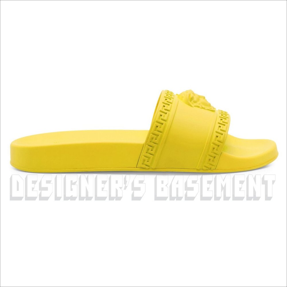 VERSACE mens 47EU - 14US sun yellow CARDINAL Medusa head FLIP-FLOP slide sandals - Picture 9 of 9